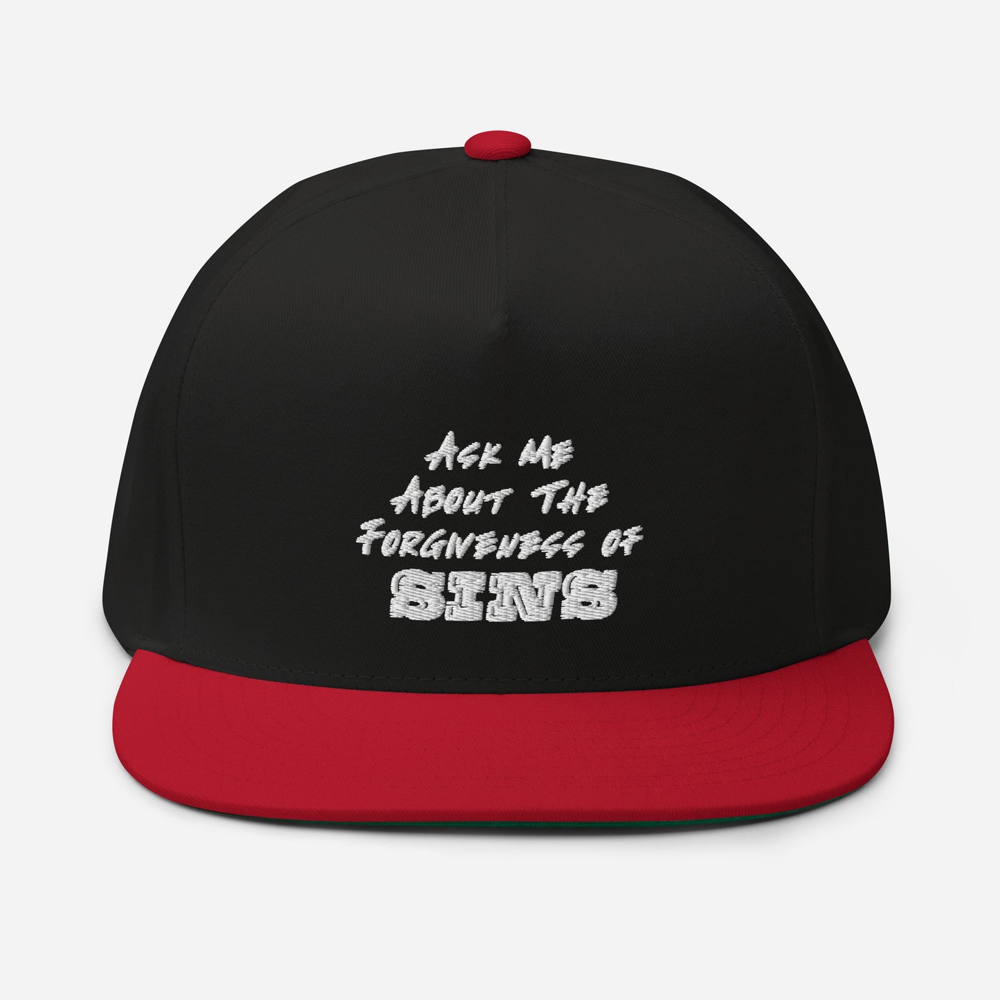 Ask Me About The Forgiveness of Sins Flat Bill Cap