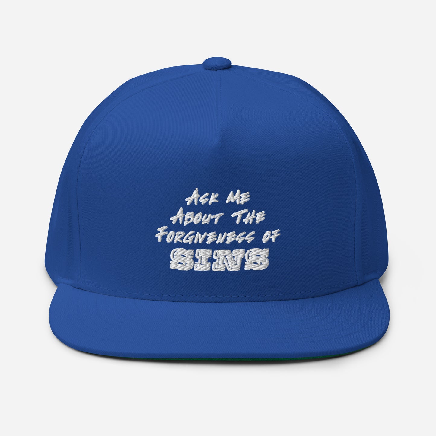 Ask Me About The Forgiveness of Sins Flat Bill Cap